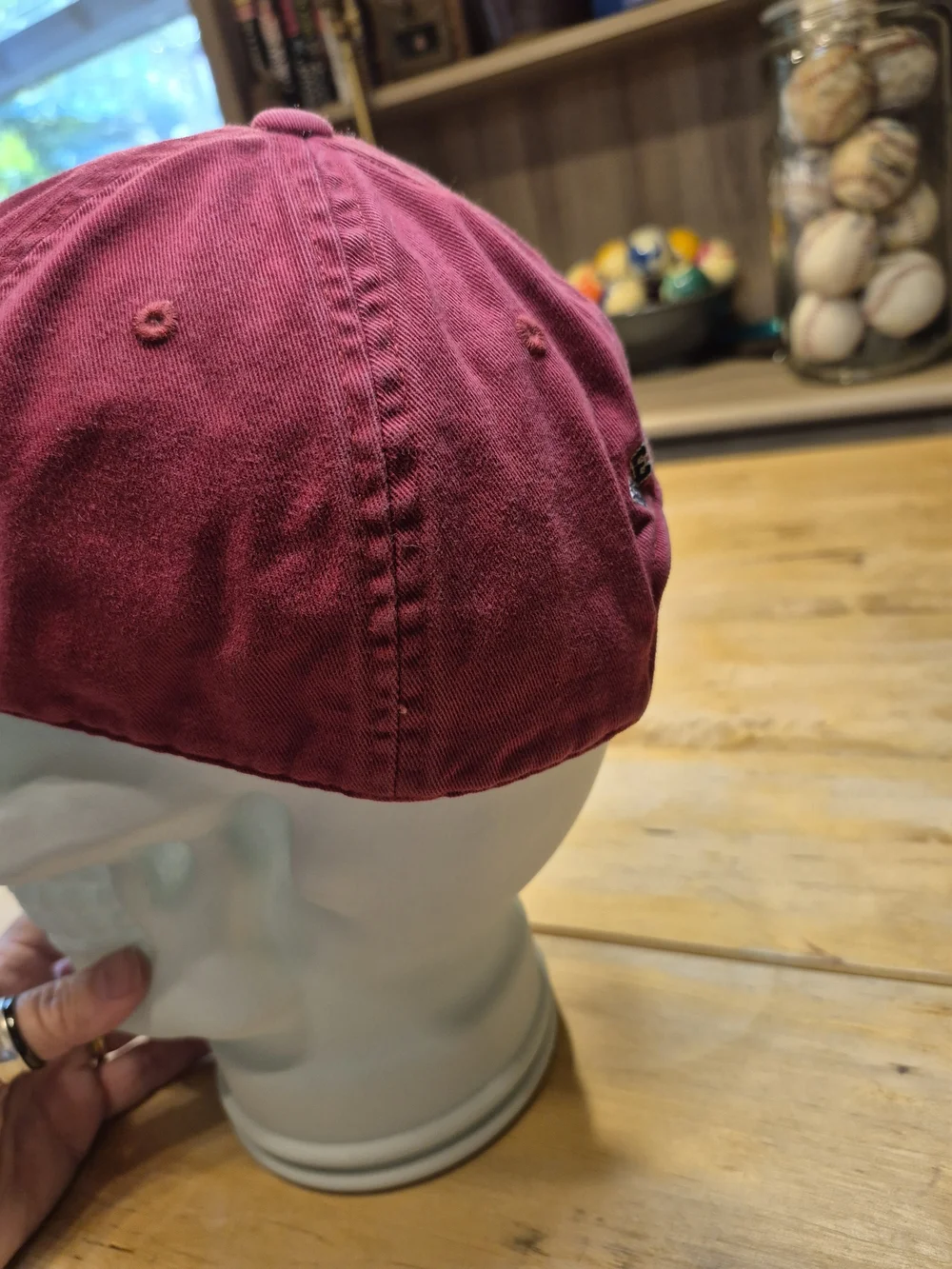 Banana Republic Red Baseball Cap with Navy Shield 'B' Patch